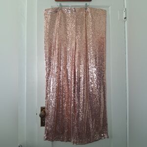 ✨ Torrid Rose Gold Sequin Wide‑Leg Pants 4R • High Waist • Party Glam ✨